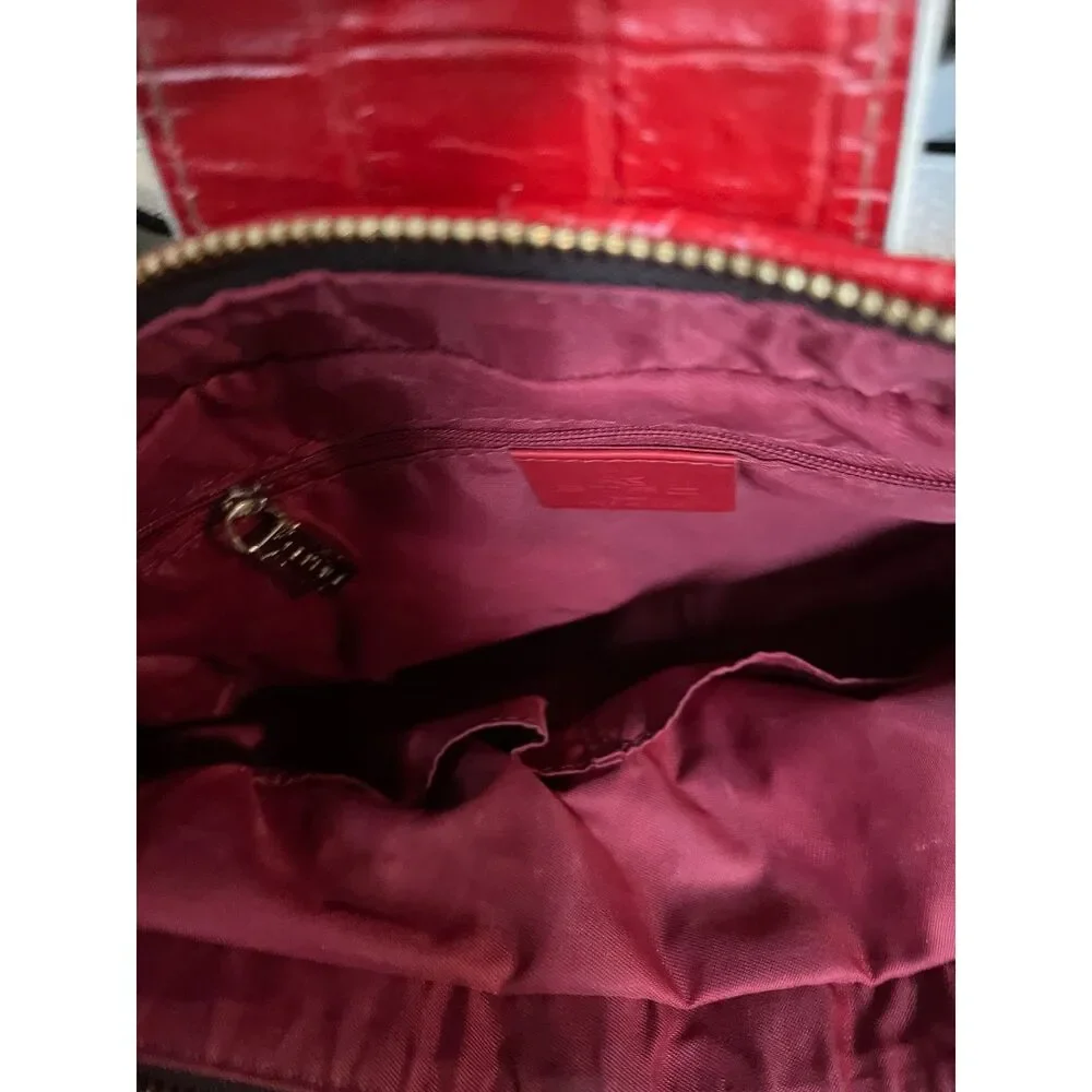 ETRO brown-and-red-cream top-handle bag  Crocodile Vintage Paisley